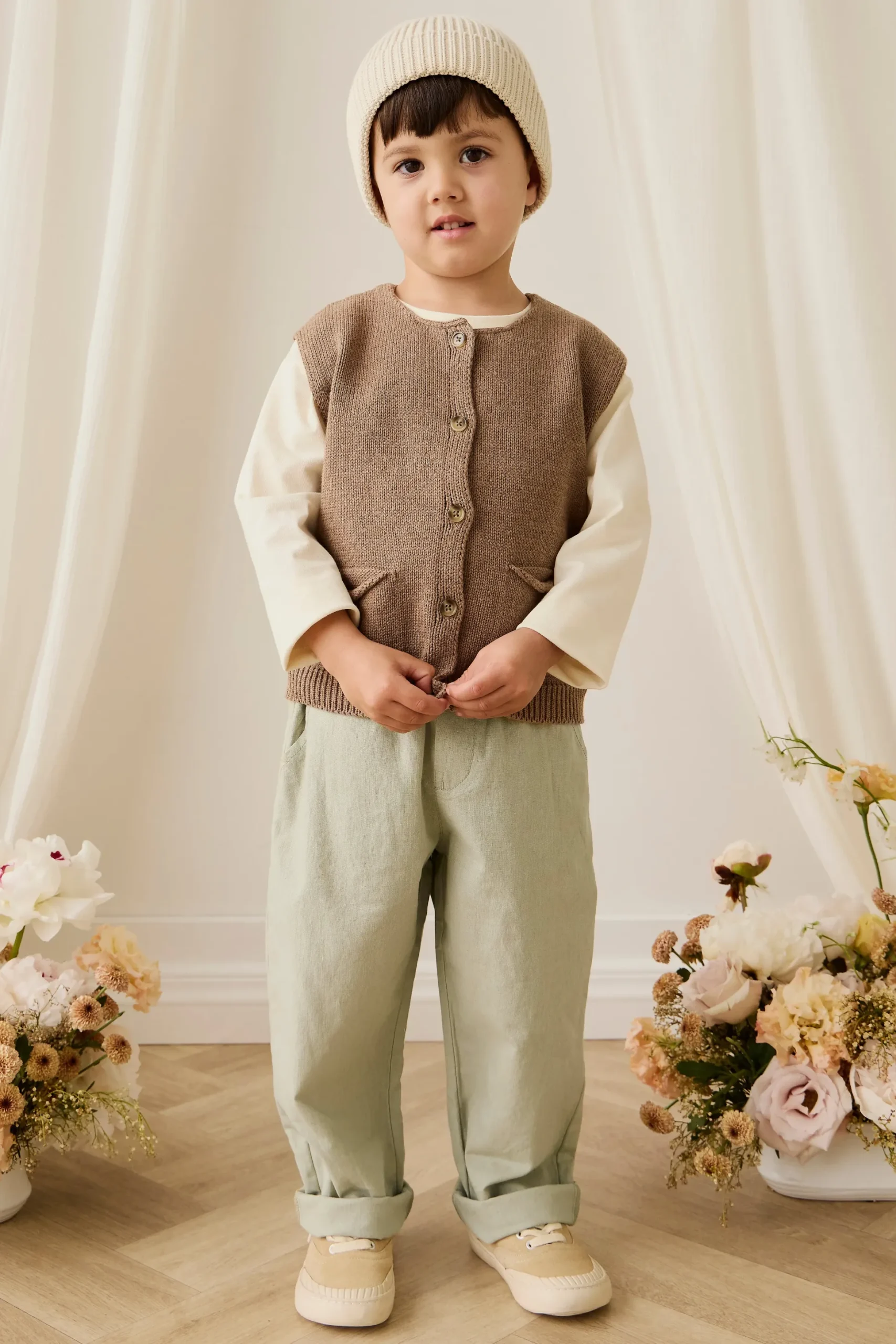 Ali Linen/Cotton Pant - Lichen