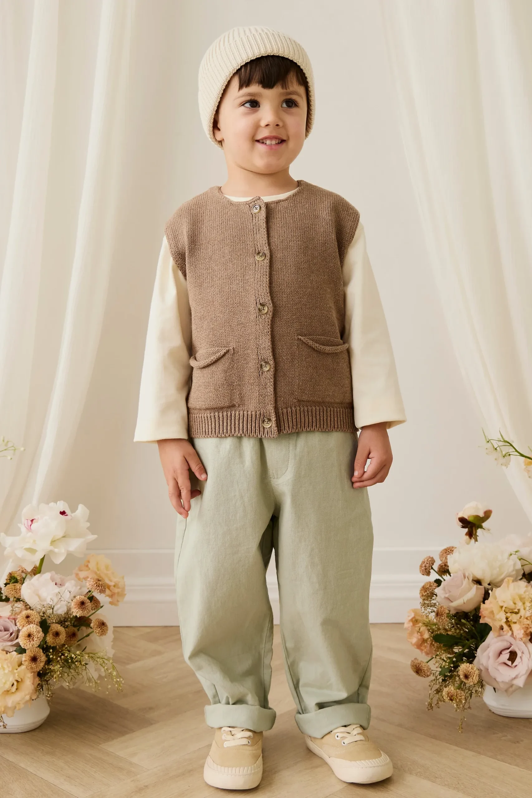 Ali Linen/Cotton Pant - Lichen
