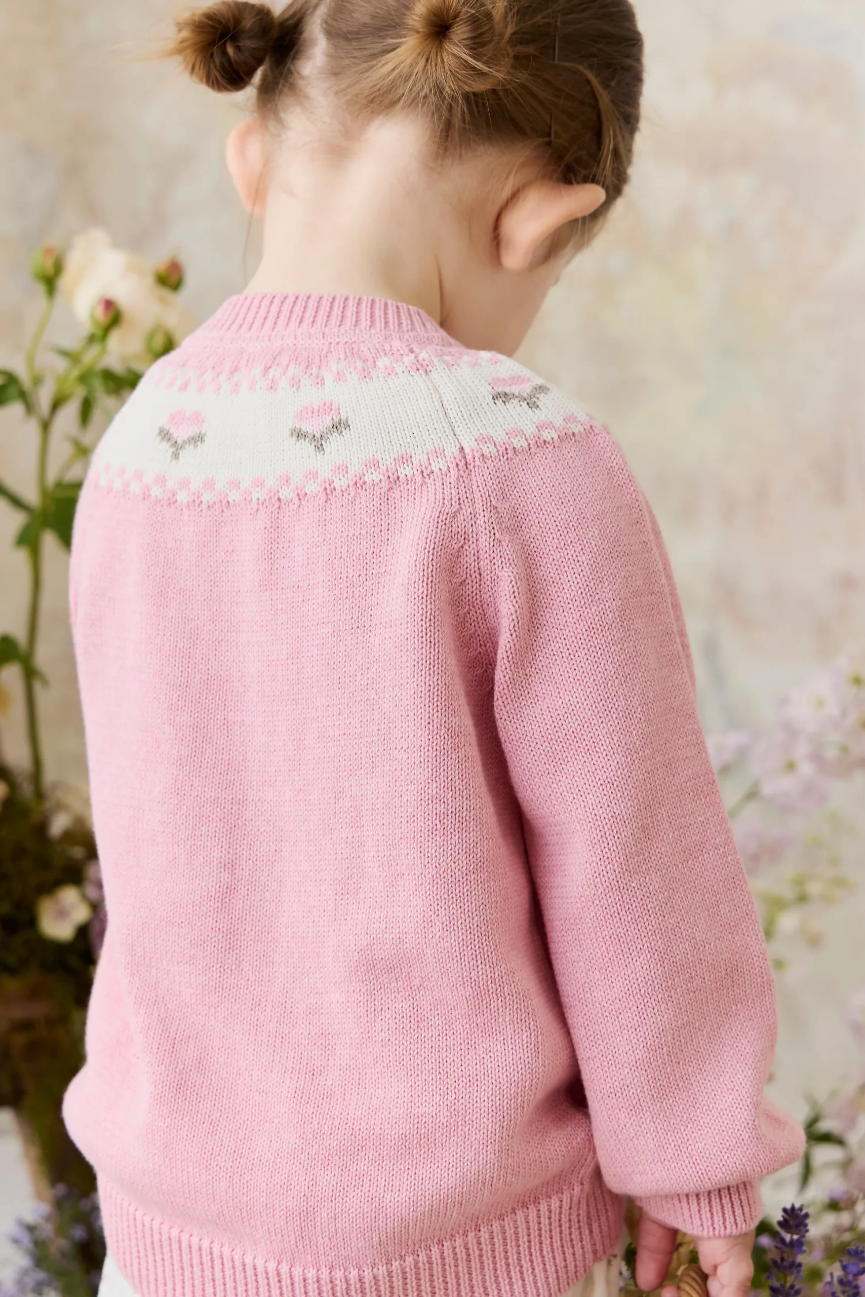 Annette Cardigan - Annette Jacquard - Pink Flutter Marle