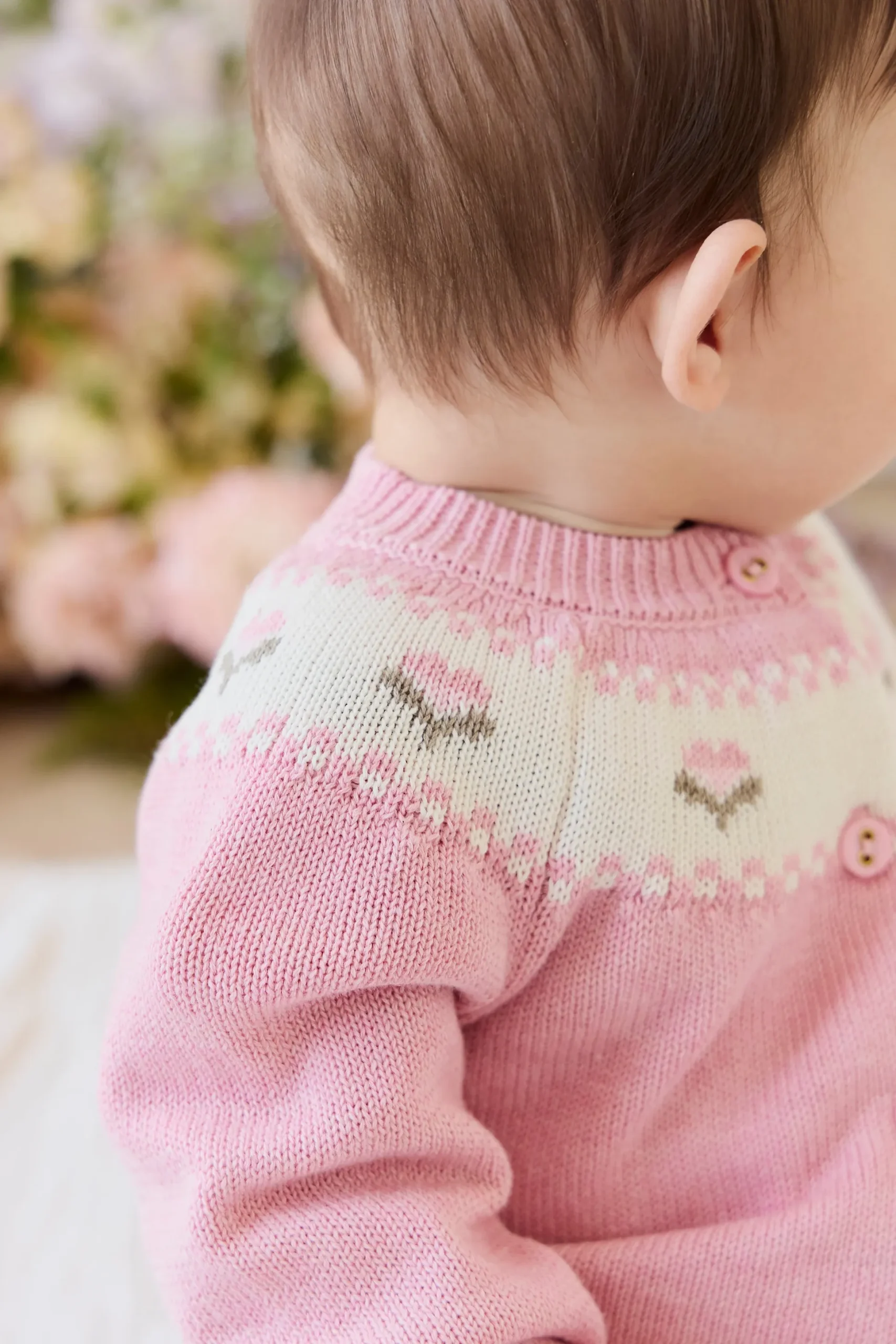 Annette Cardigan - Annette Jacquard - Pink Flutter Marle