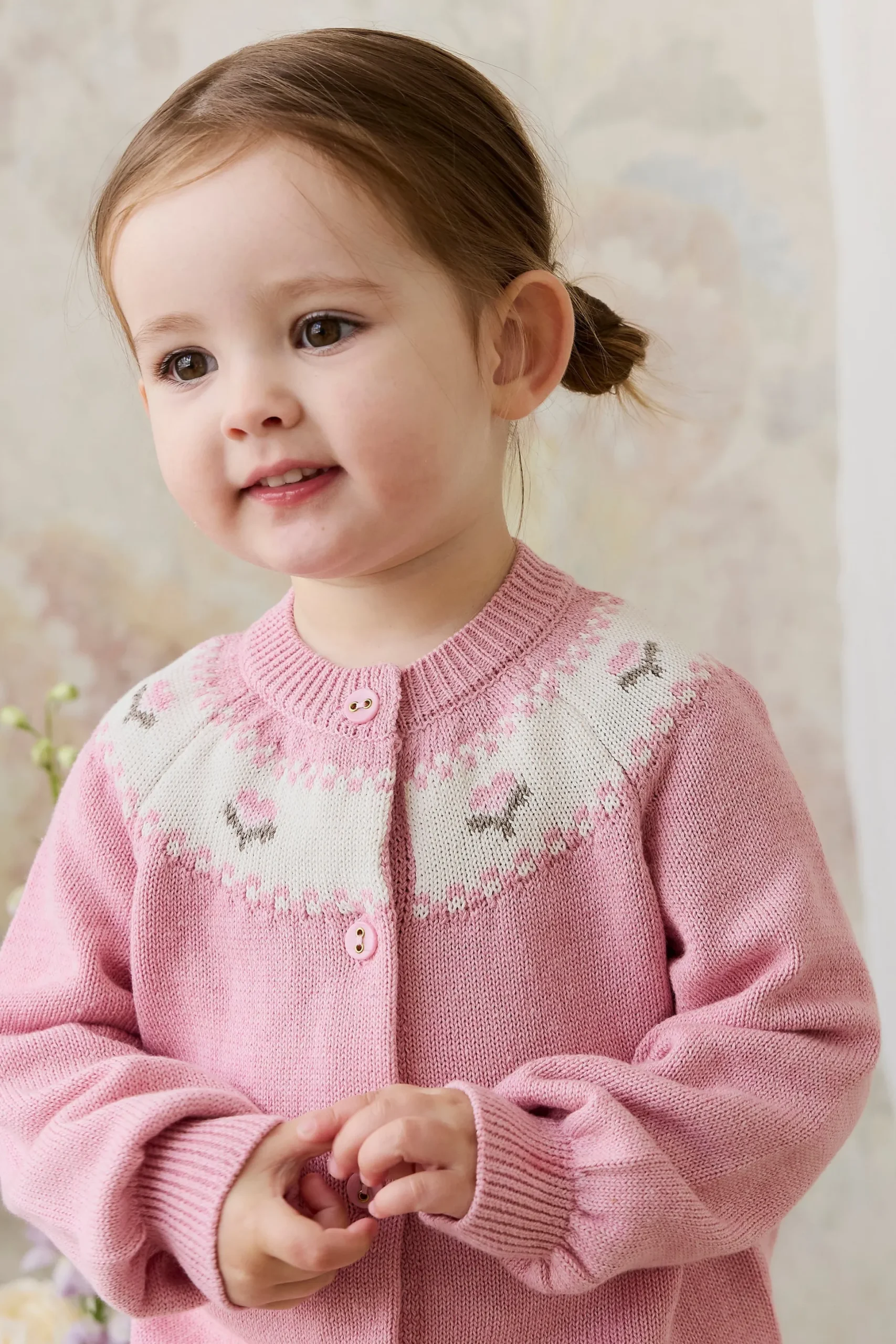 Annette Cardigan - Annette Jacquard - Pink Flutter Marle