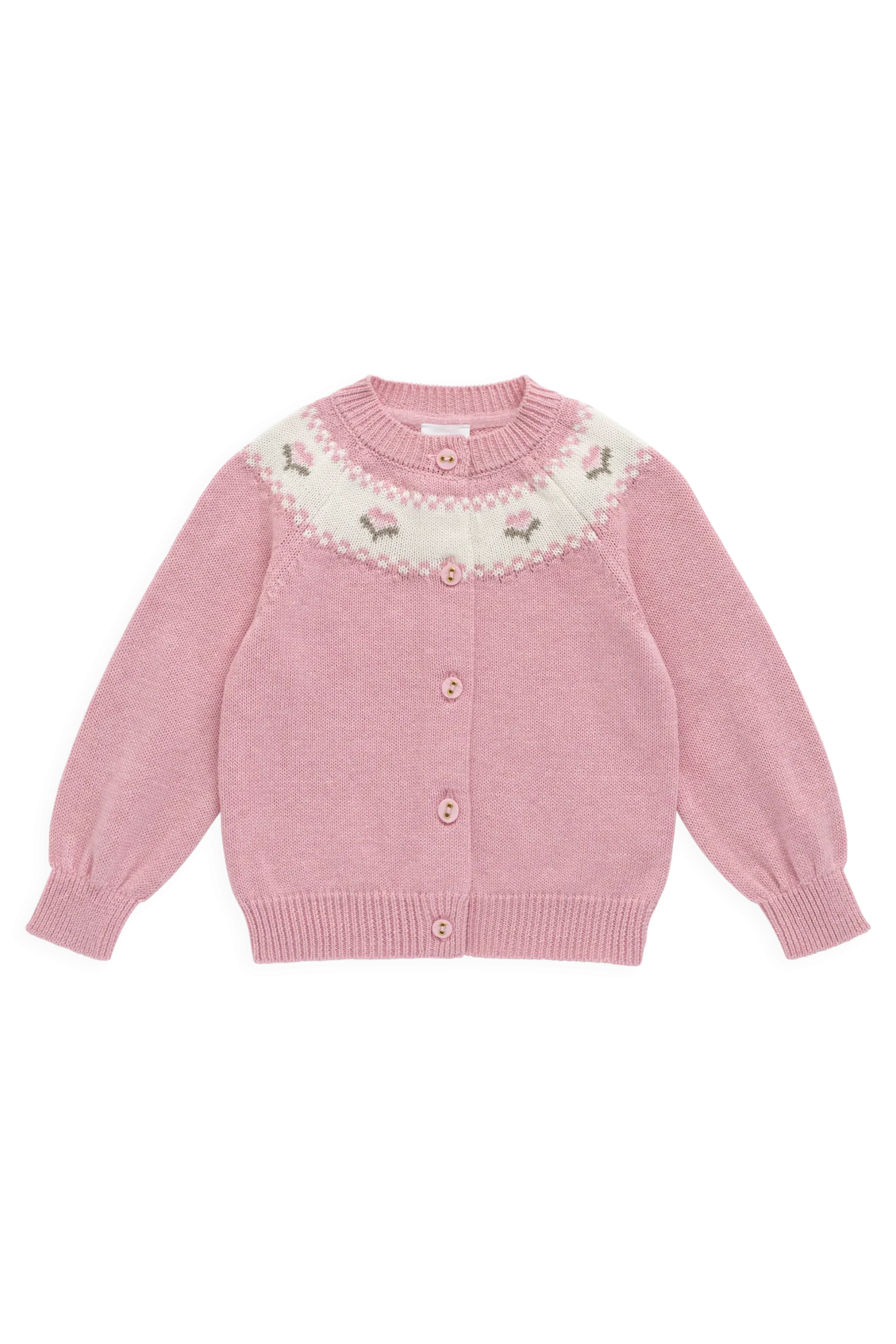 Annette Cardigan - Annette Jacquard - Pink Flutter Marle