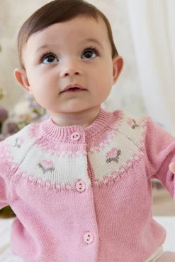 Annette Cardigan - Annette Jacquard - Pink Flutter Marle