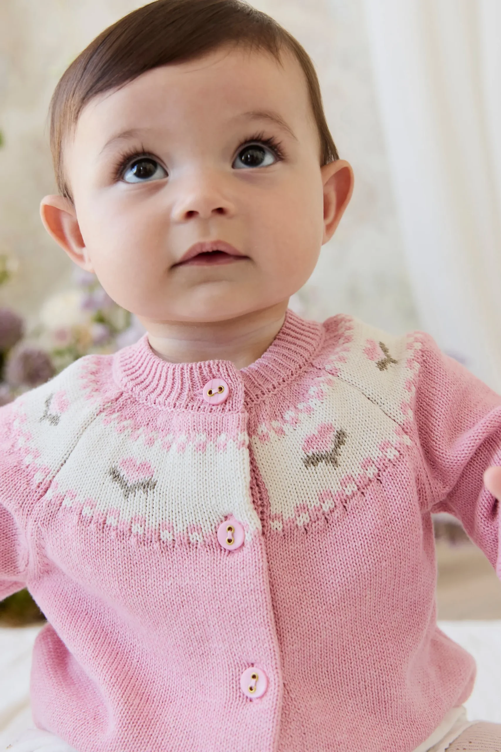 Annette Cardigan - Annette Jacquard - Pink Flutter Marle