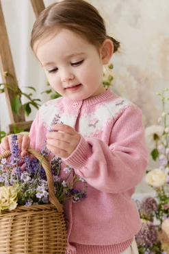 Annette Cardigan - Annette Jacquard - Pink Flutter Marle