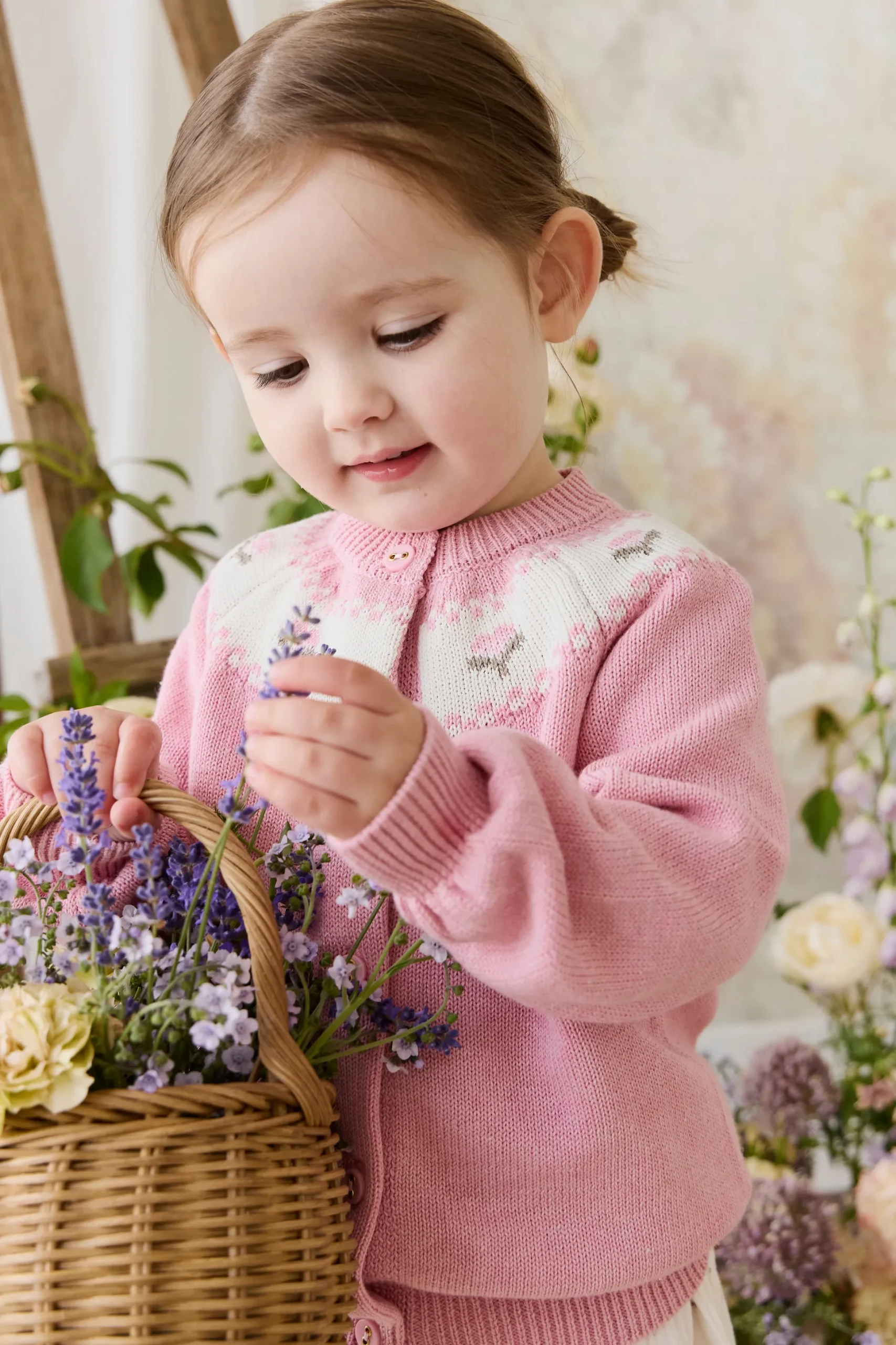 Annette Cardigan - Annette Jacquard - Pink Flutter Marle