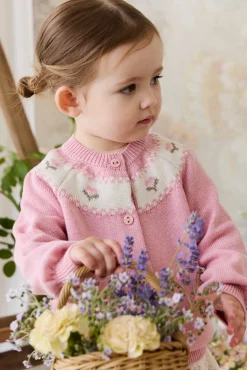 Annette Cardigan - Annette Jacquard - Pink Flutter Marle