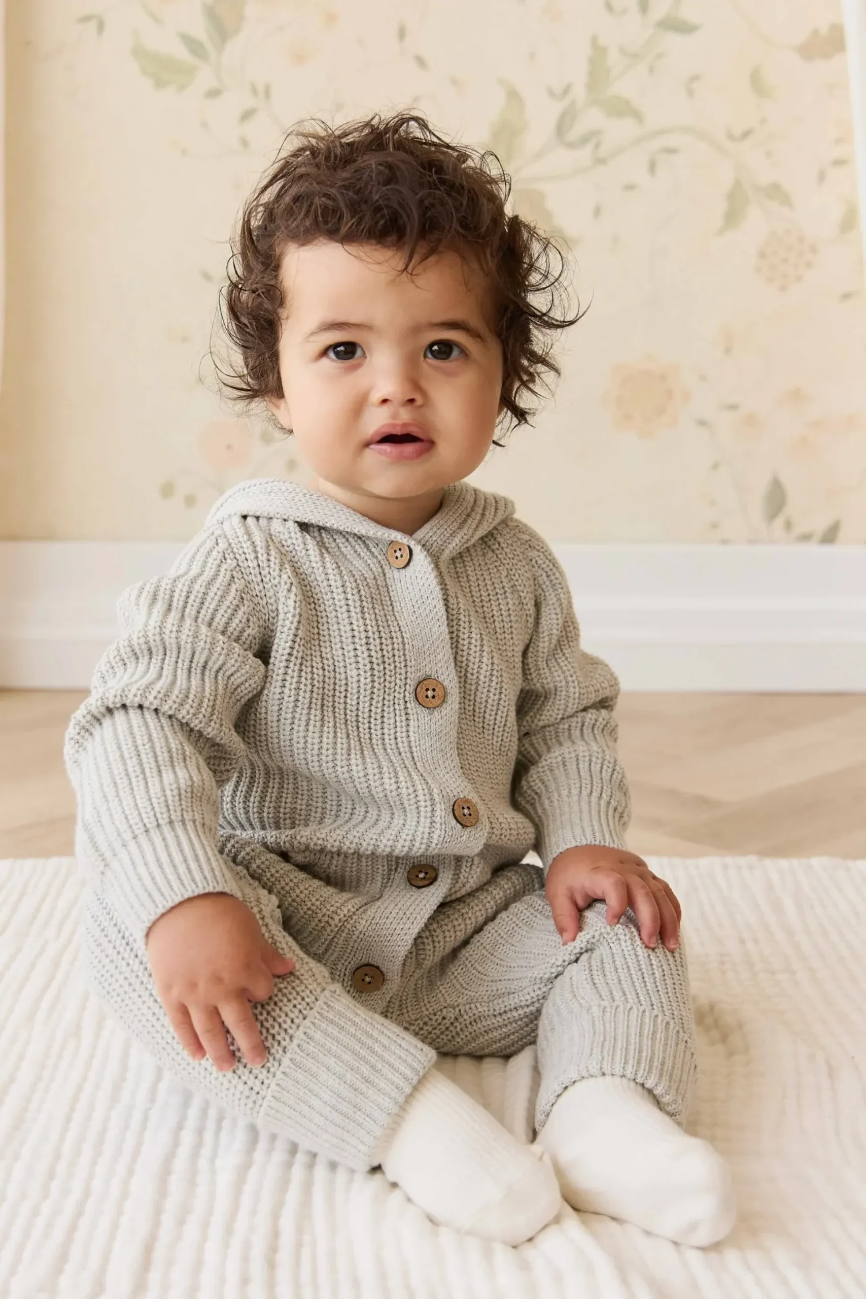 Bear Knit Onepiece - Light Grey Marle