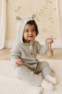 Bear Knit Onepiece - Light Grey Marle