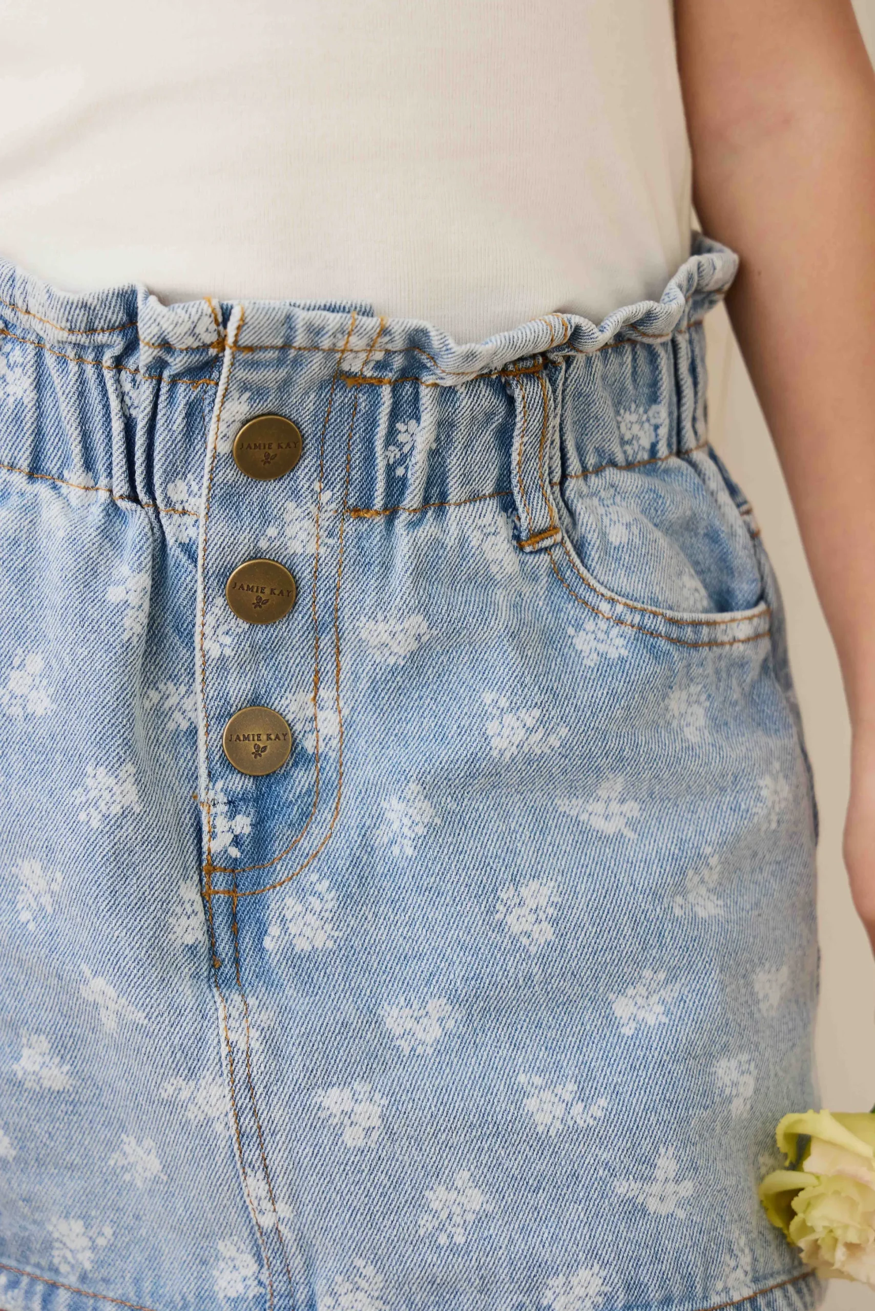 Brielle Skirt - Tully Floral Denim