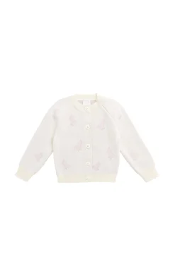 Cassie Jacquard Cardigan - Egret