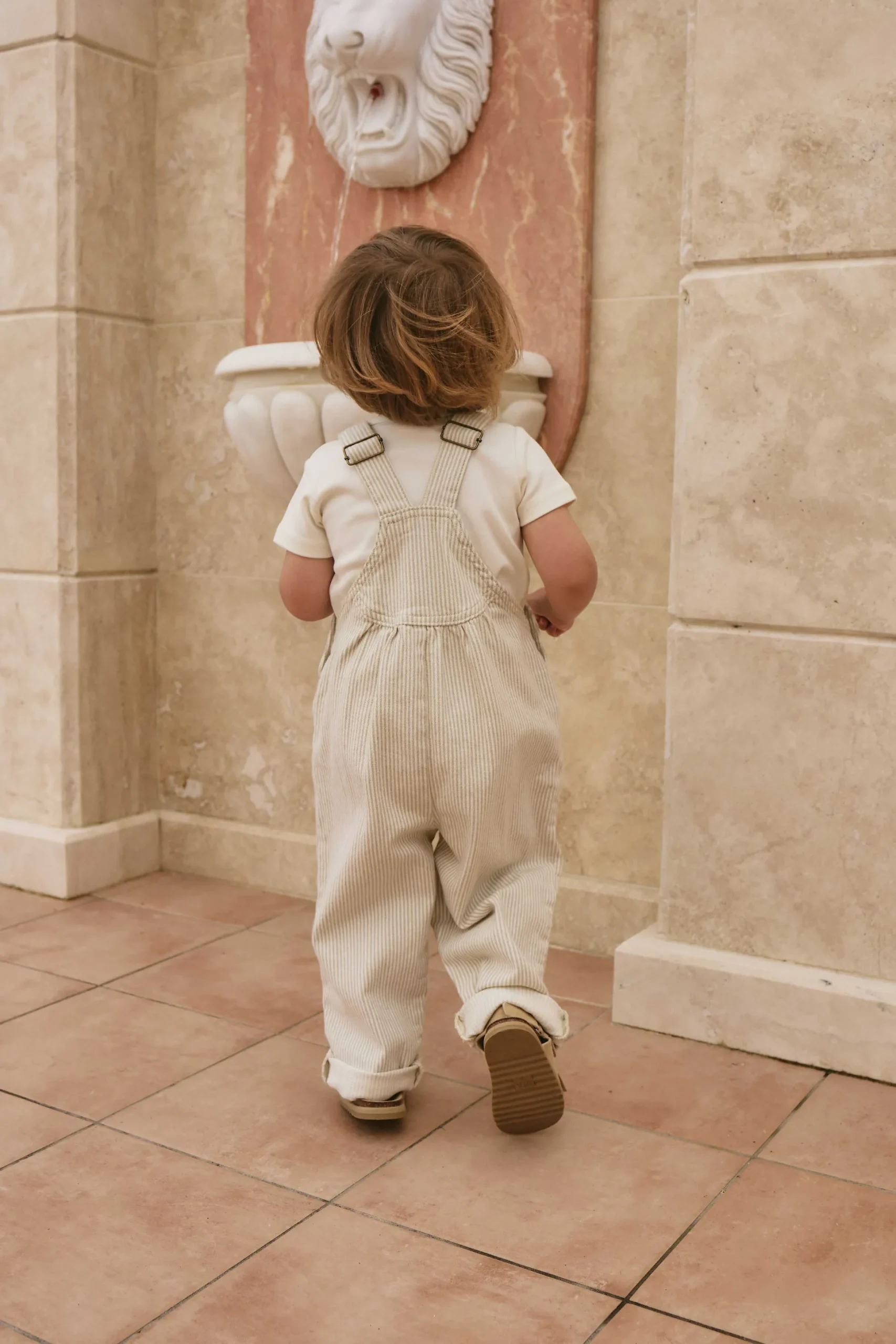 Cecil Overall - Fine Vertical Stripe Sandy Brown/Cloud
