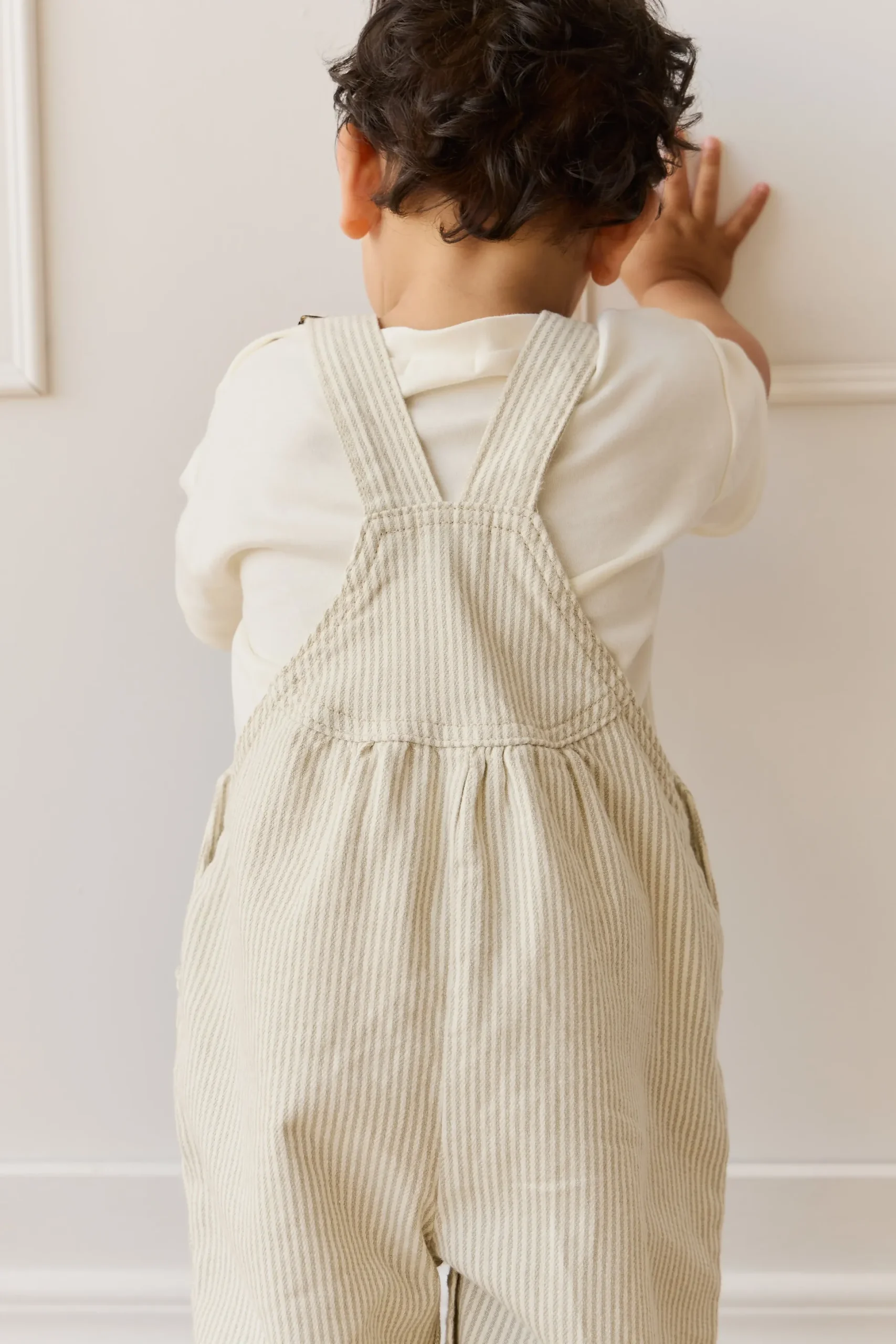 Cecil Overall - Fine Vertical Stripe Sandy Brown/Cloud