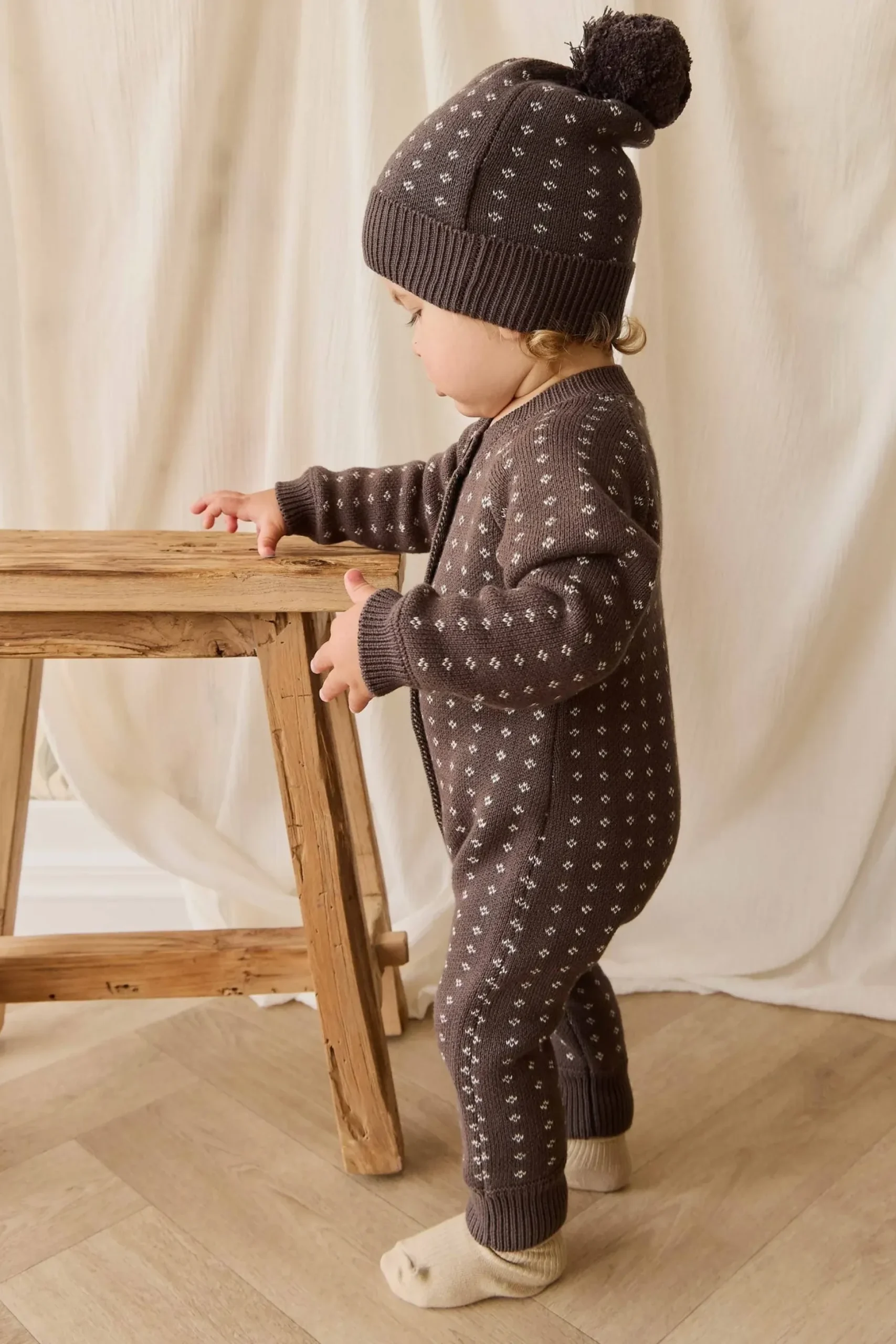 Dorian Beanie - Knitted Diamonds Coffee