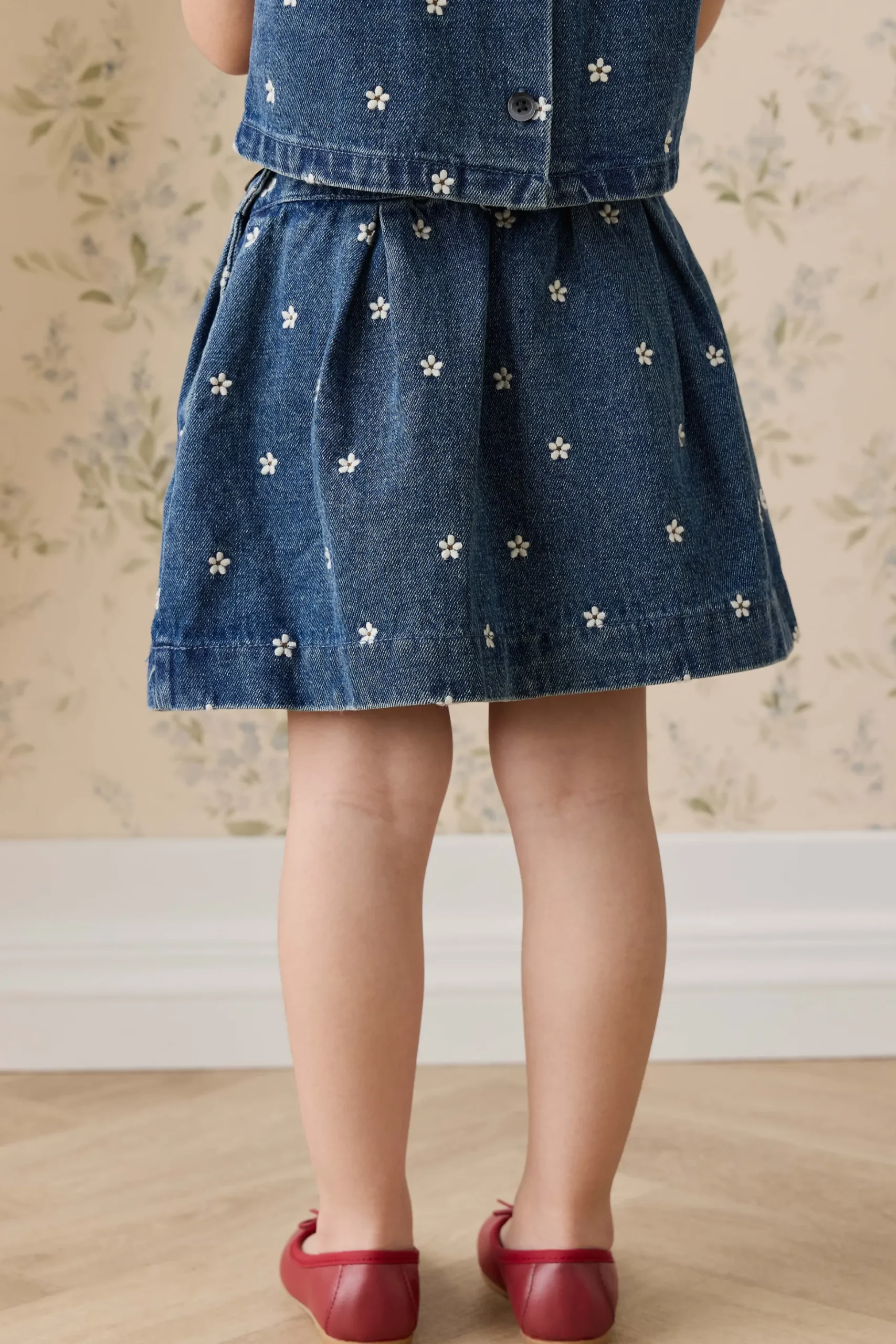 Etta Skirt-Josie Floral Denim
