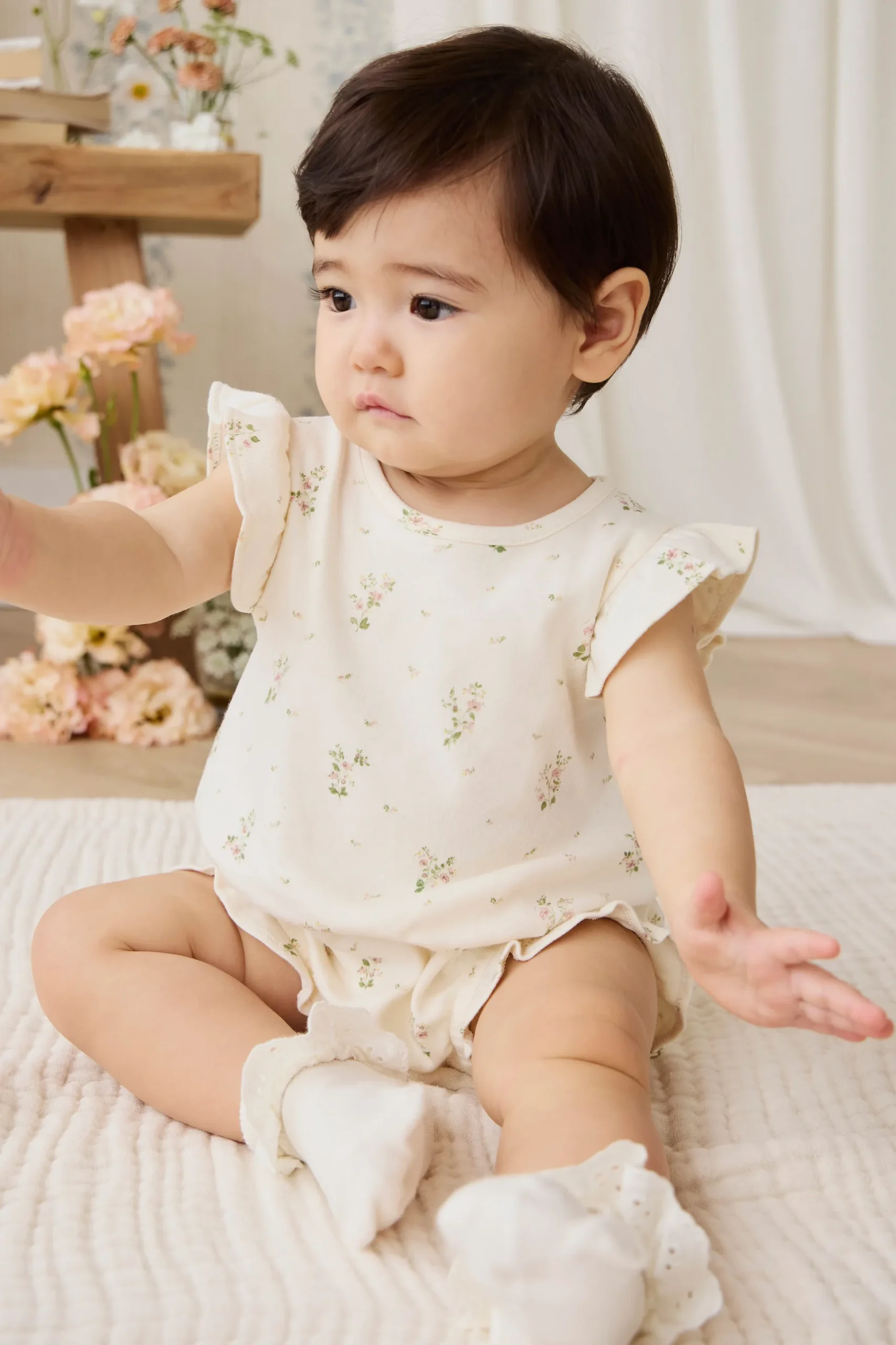 Organic Cotton Adrienne Playsuit - Josepha Egret Small