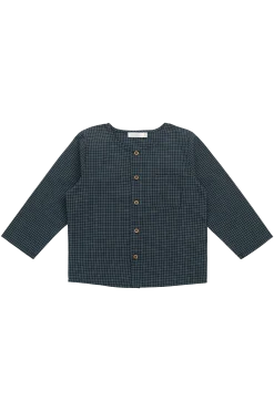 Organic Cotton Albie Top - Forest Grid