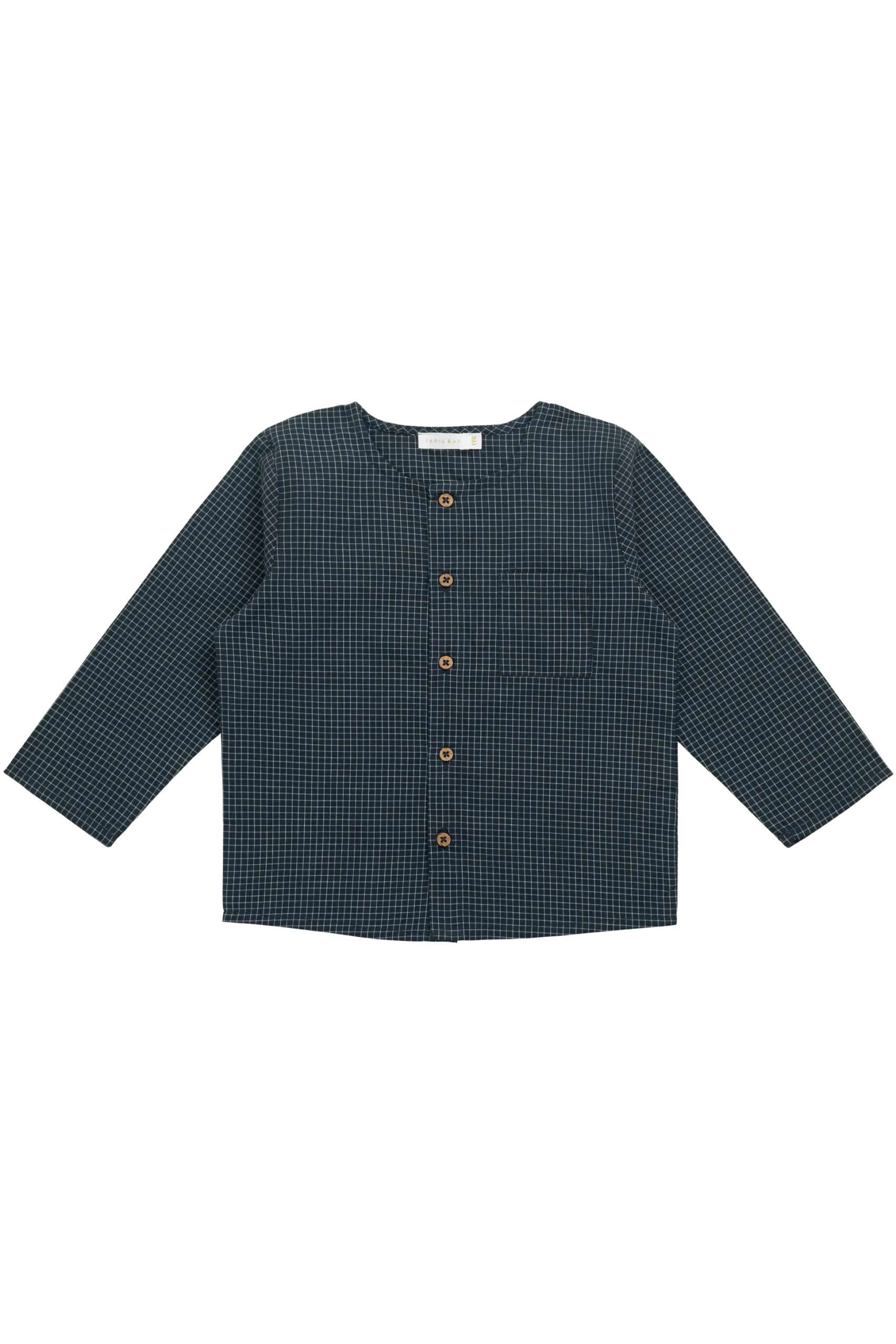 Organic Cotton Albie Top - Forest Grid