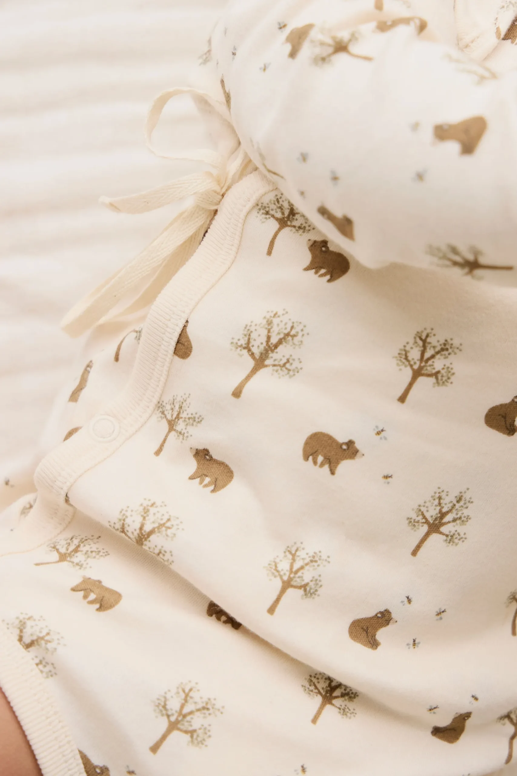 Organic Cotton Ames Wrap Long Sleeve Bodysuit - Honey Bear Cloud
