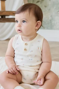 Organic Cotton Archie Playsuit - Savannah Animals Tofu
