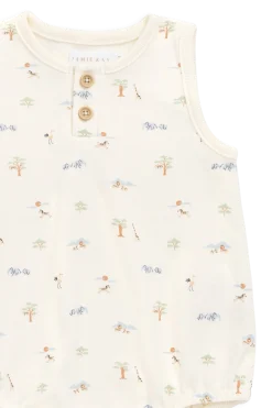 Organic Cotton Archie Playsuit - Savannah Animals Tofu