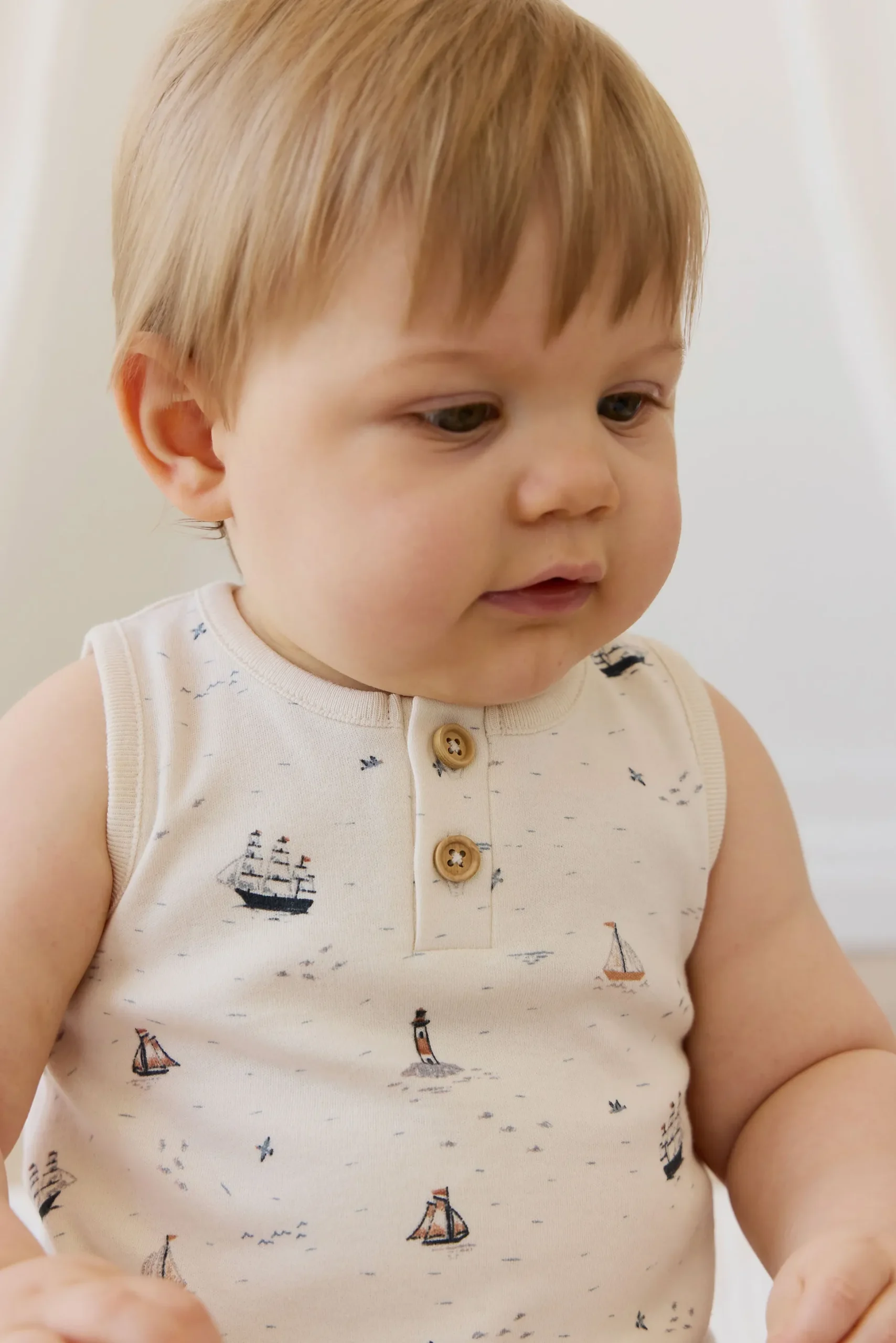 Organic Cotton Archie Playsuit-Sailing Day