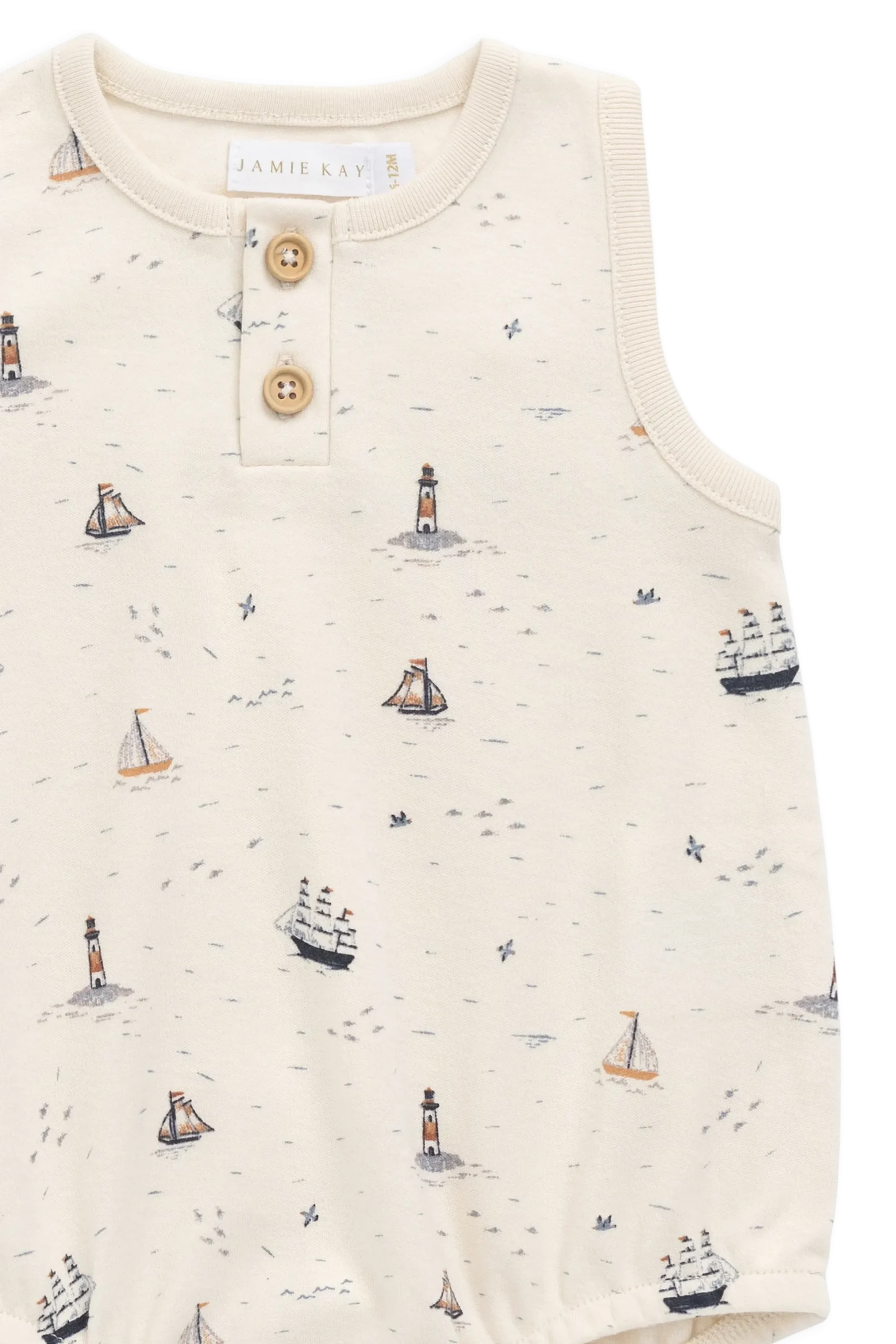 Organic Cotton Archie Playsuit-Sailing Day