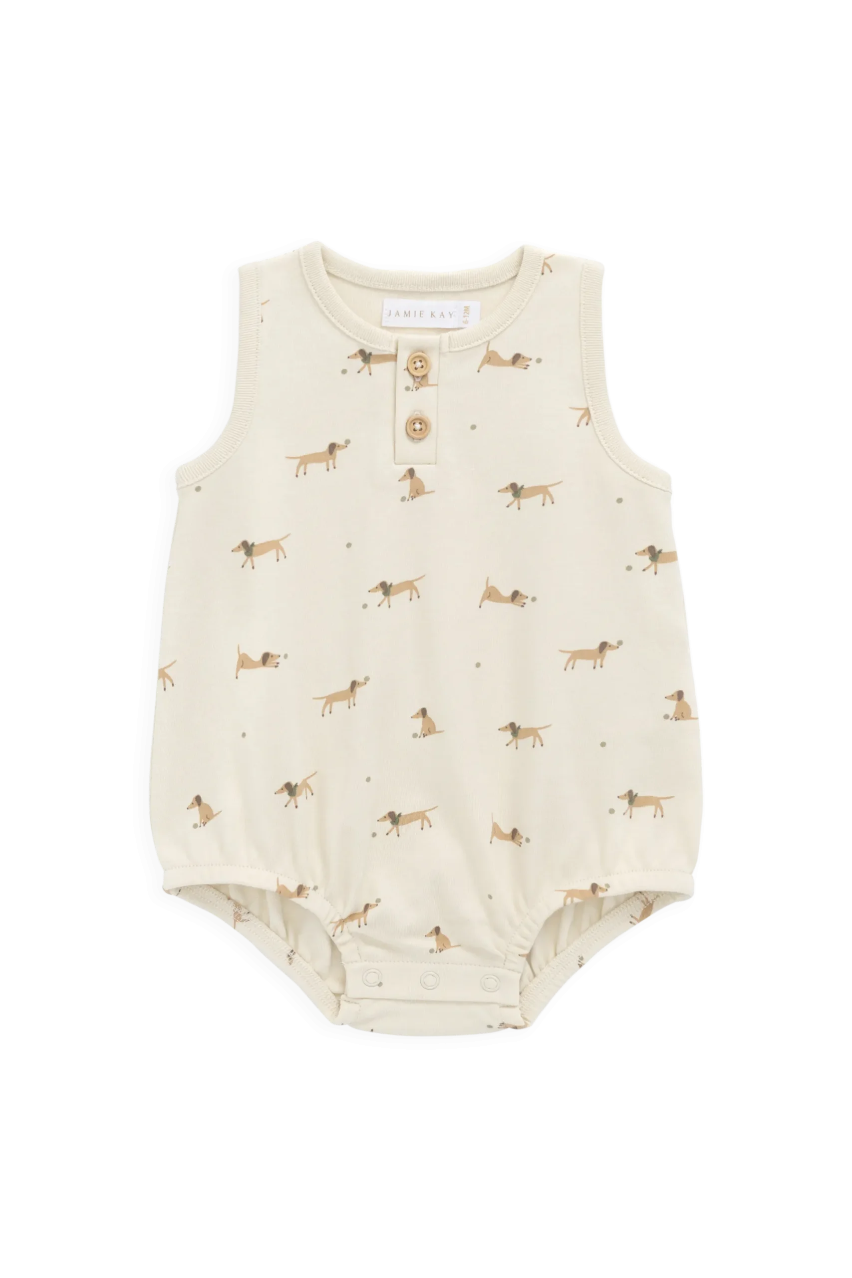 Organic Cotton Archie Playsuit - Play Ball Cassava