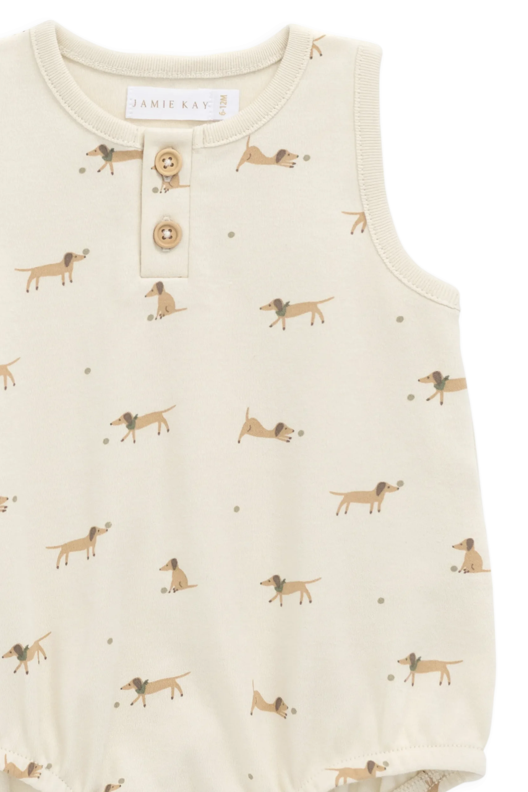 Organic Cotton Archie Playsuit - Play Ball Cassava