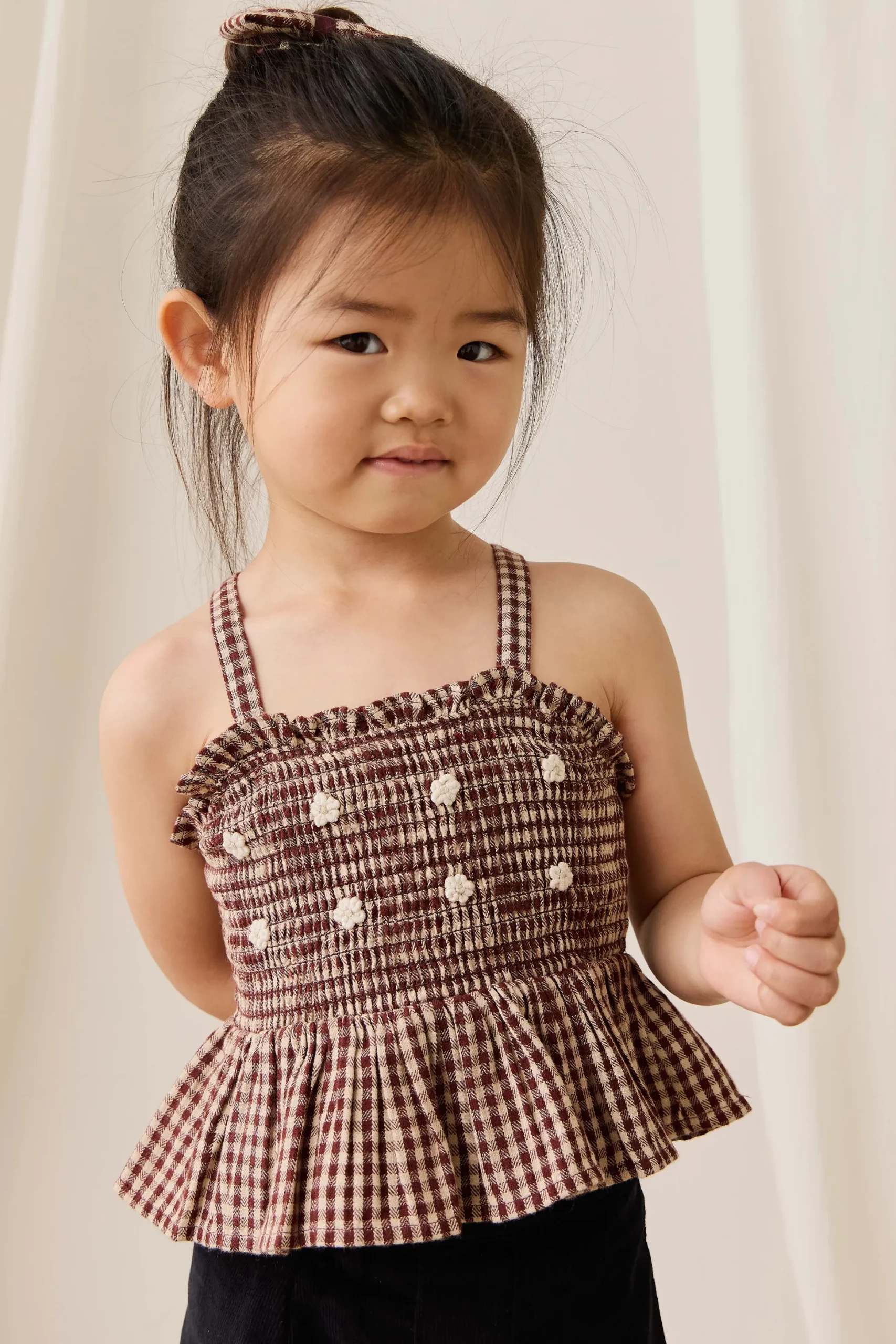 Organic Cotton Auden Top - Cinnamon Gingham