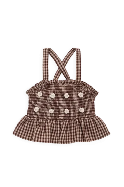 Organic Cotton Auden Top - Cinnamon Gingham
