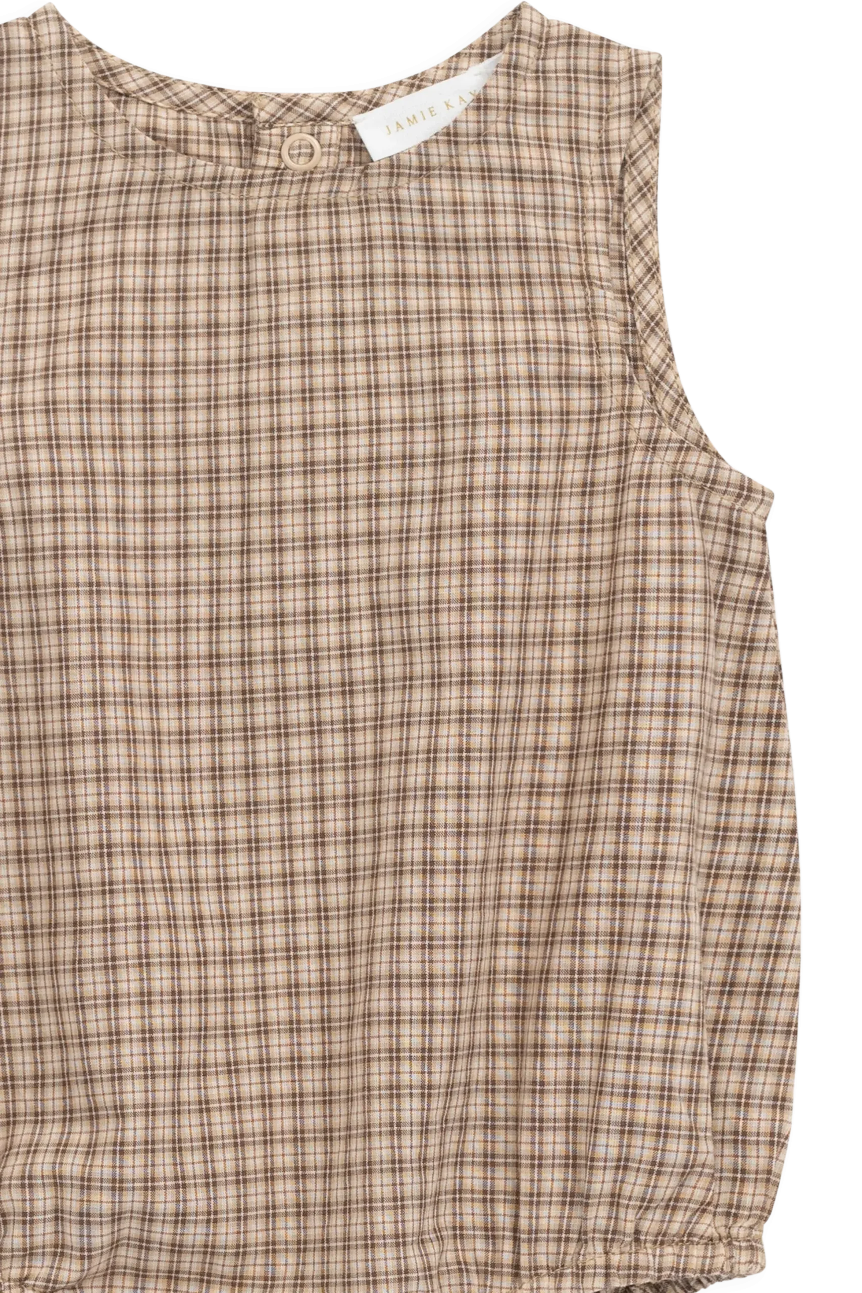Organic Cotton Bentley Playsuit - Cabin Check Cocoa