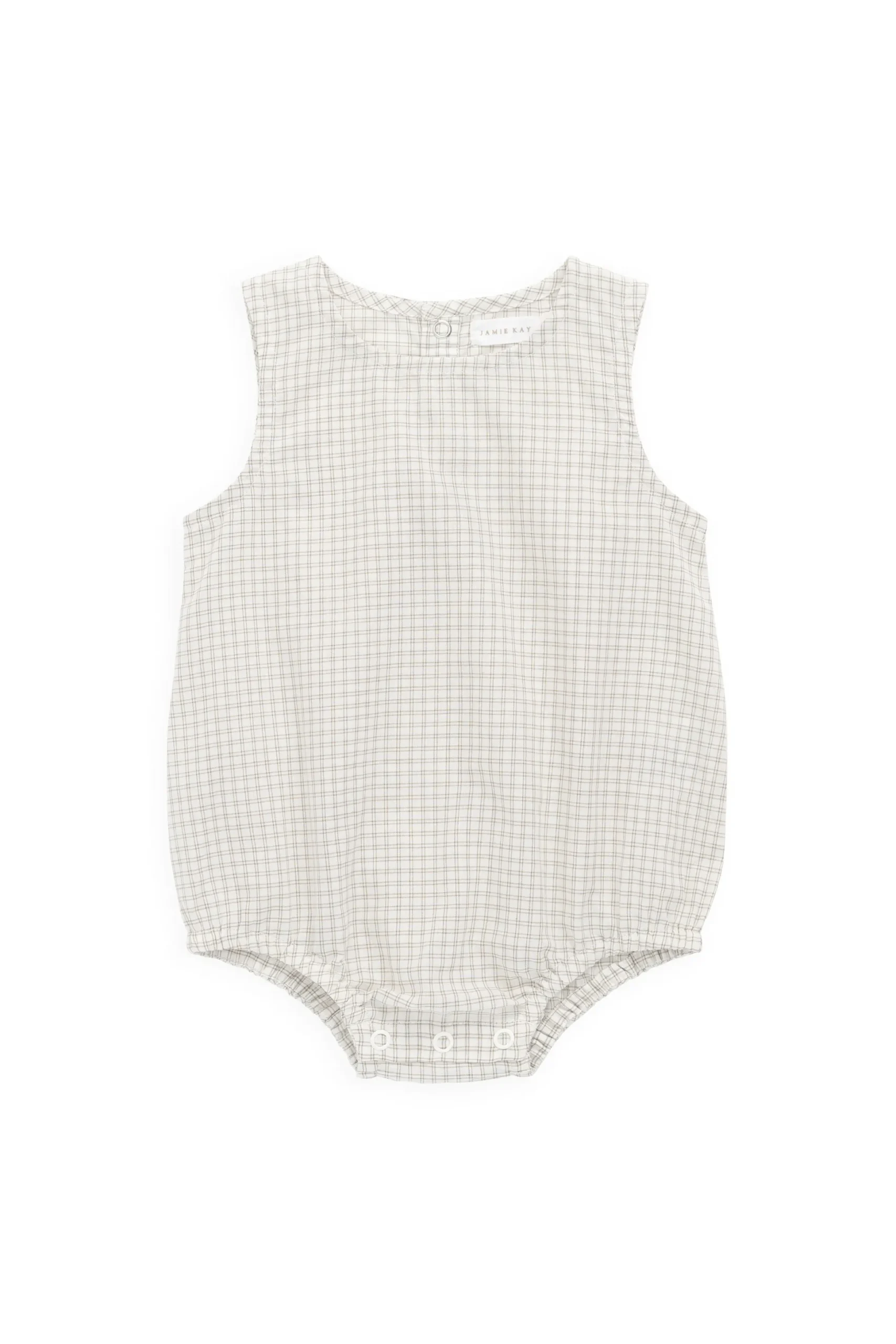 Organic Cotton Bentley Playsuit-Double Windowpane Check Pecan