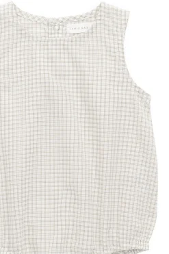 Organic Cotton Bentley Playsuit-Double Windowpane Check Pecan