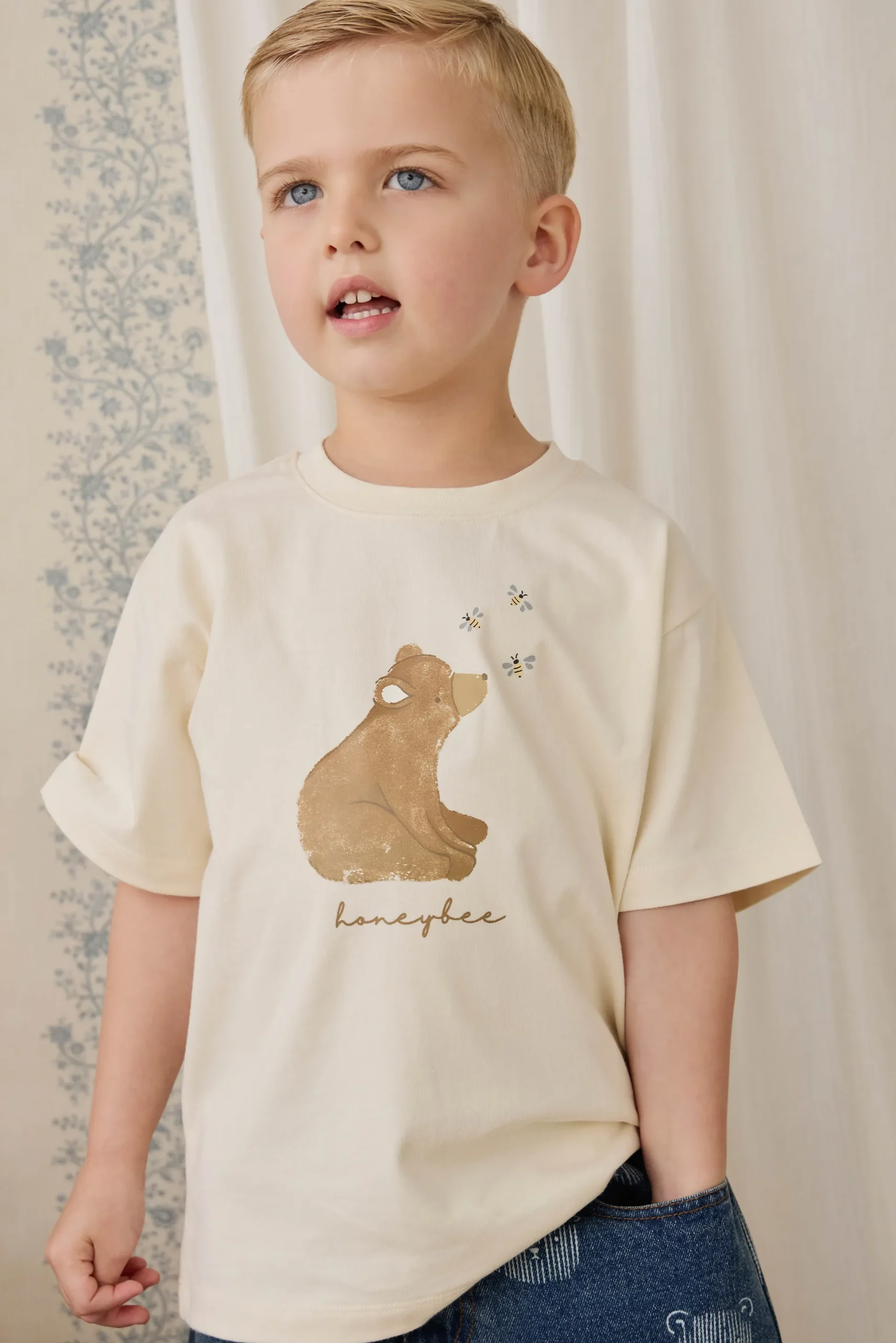 Organic Cotton Bjorn Tee - Cloud Honeybee Bear