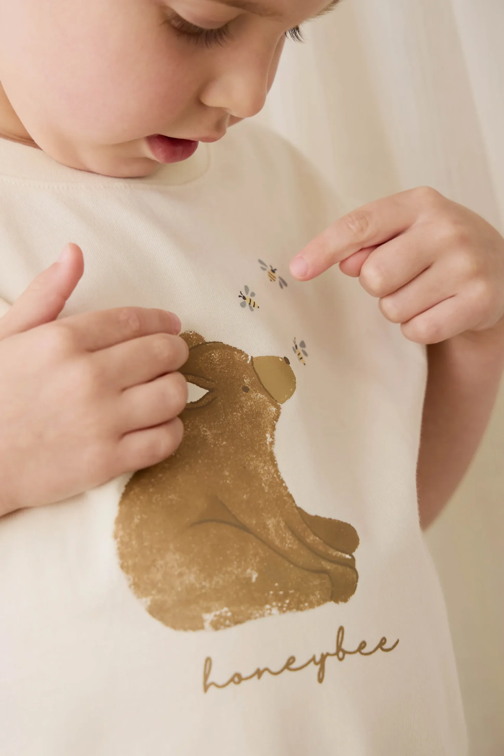 Organic Cotton Bjorn Tee - Cloud Honeybee Bear