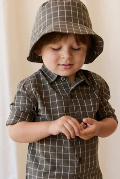Organic Cotton Bucket Hat - Variegated Grid Tarmac