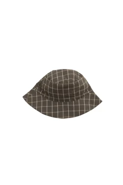 Organic Cotton Bucket Hat - Variegated Grid Tarmac