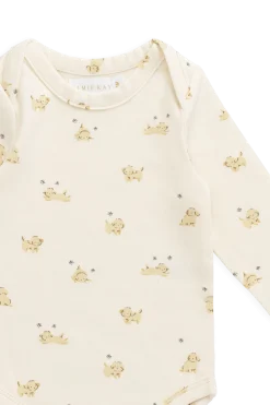 Organic Cotton Cassius Long Sleeve Bodysuit - Playful Honey
