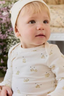 Organic Cotton Cassius Long Sleeve Bodysuit - Playful Honey