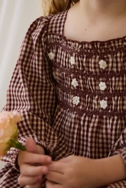 Organic Cotton Cecile Dress - Cinnamon Gingham