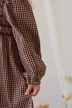 Organic Cotton Cecile Dress - Cinnamon Gingham