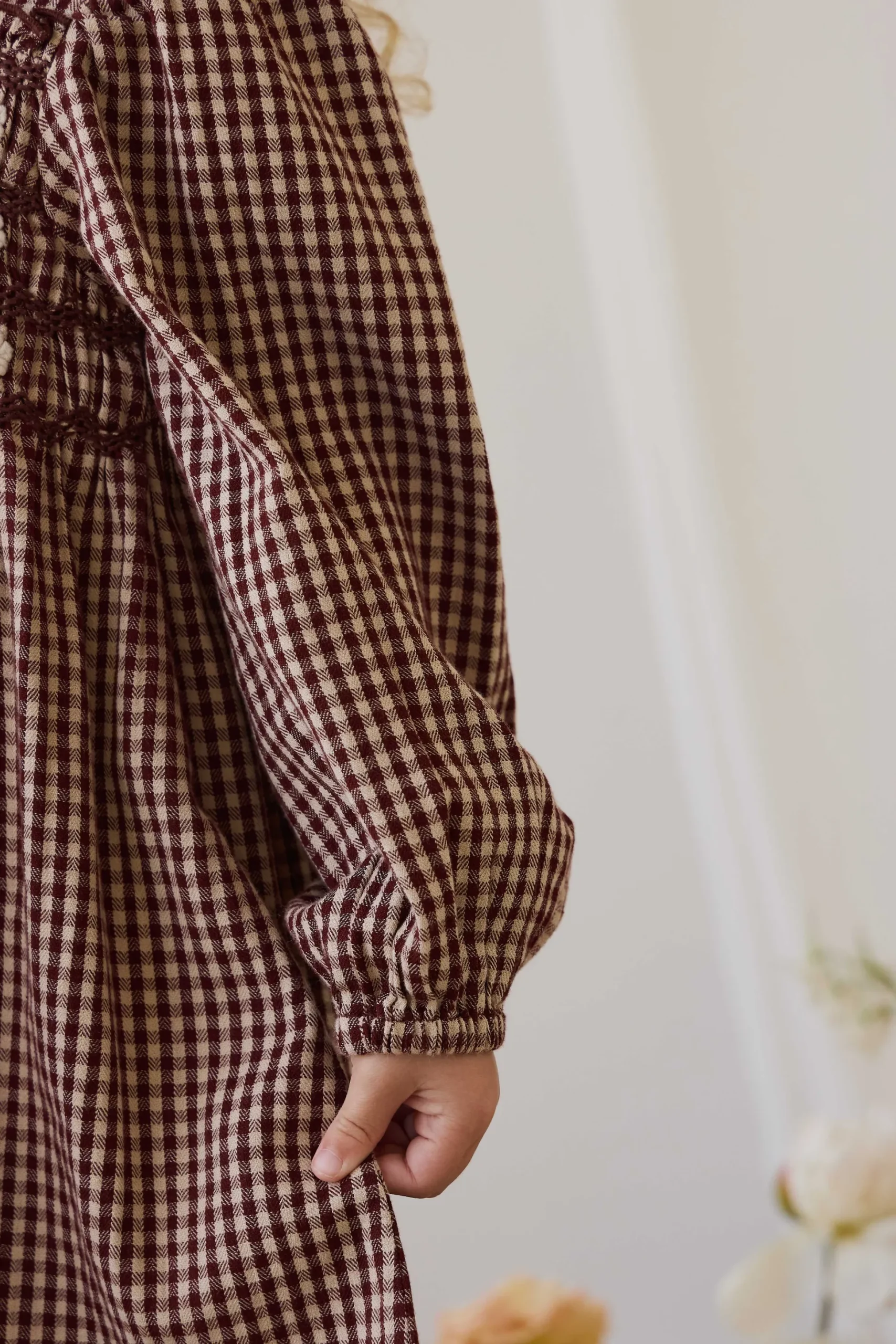 Organic Cotton Cecile Dress - Cinnamon Gingham