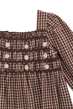 Organic Cotton Cecile Dress - Cinnamon Gingham