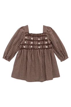Organic Cotton Cecile Dress - Cinnamon Gingham