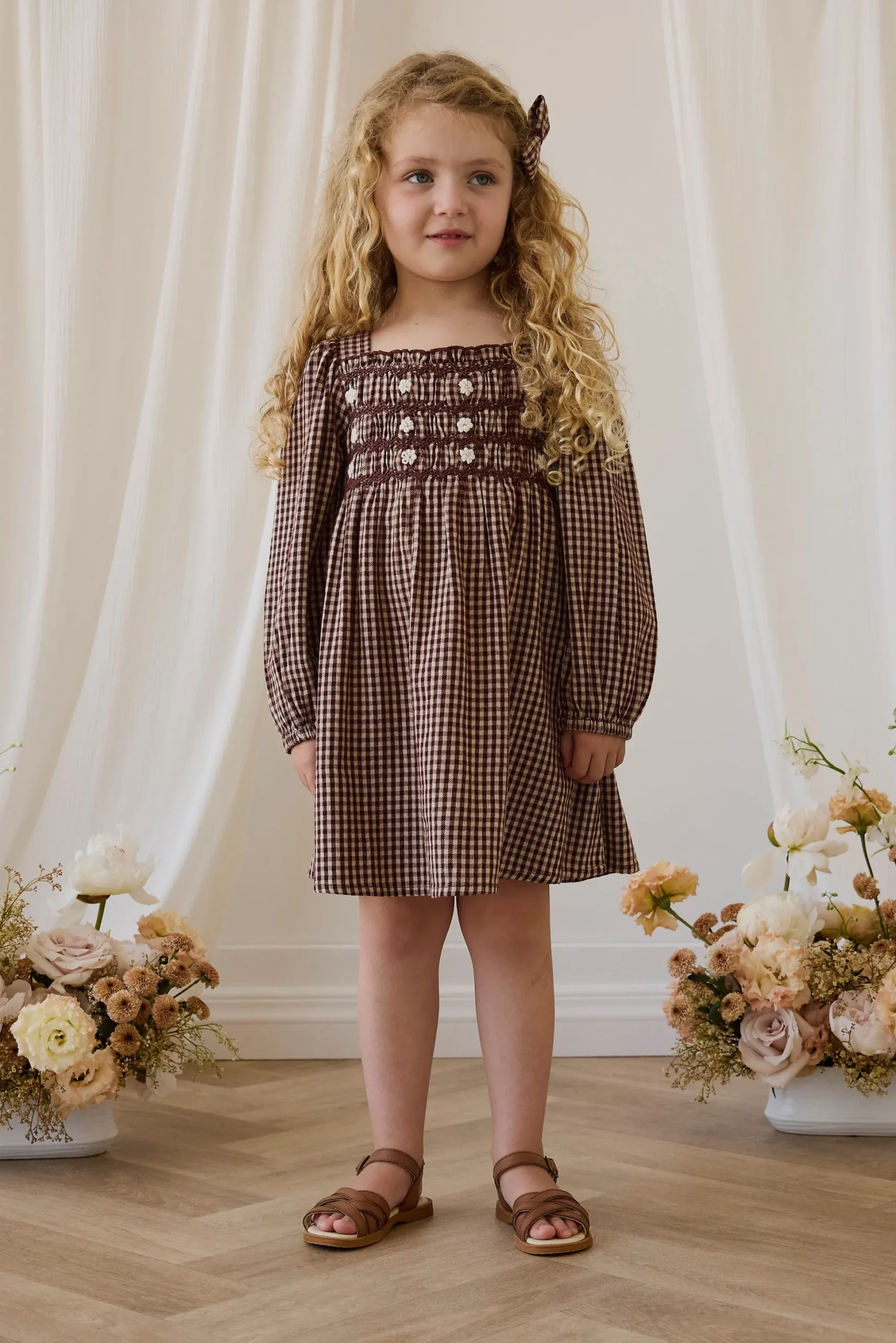 Organic Cotton Cecile Dress - Cinnamon Gingham