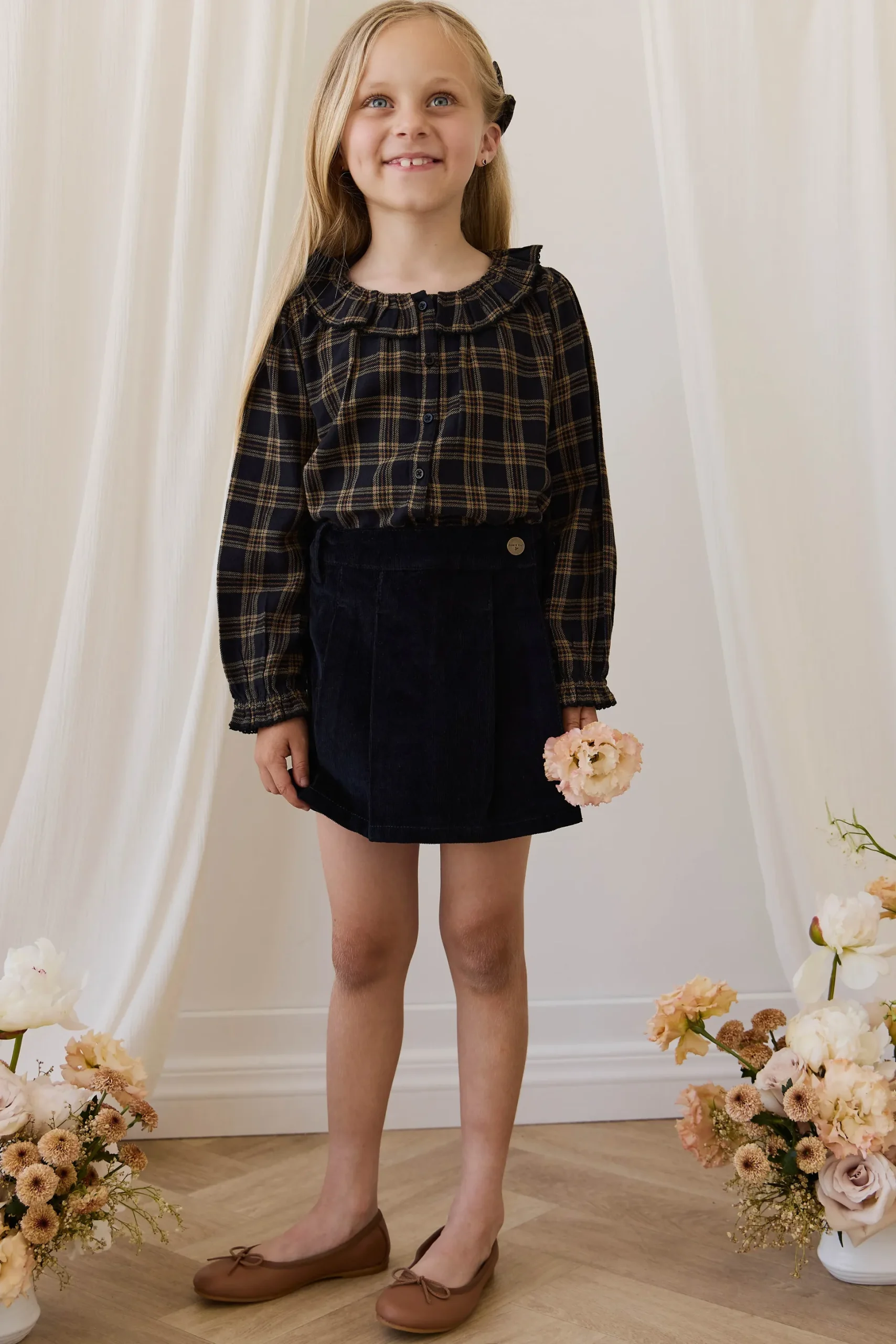 Organic Cotton Cecile Top - Woodland Check