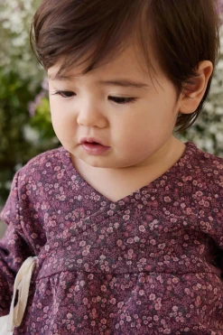 Organic Cotton Clemence Wrap Top - Fig Floral