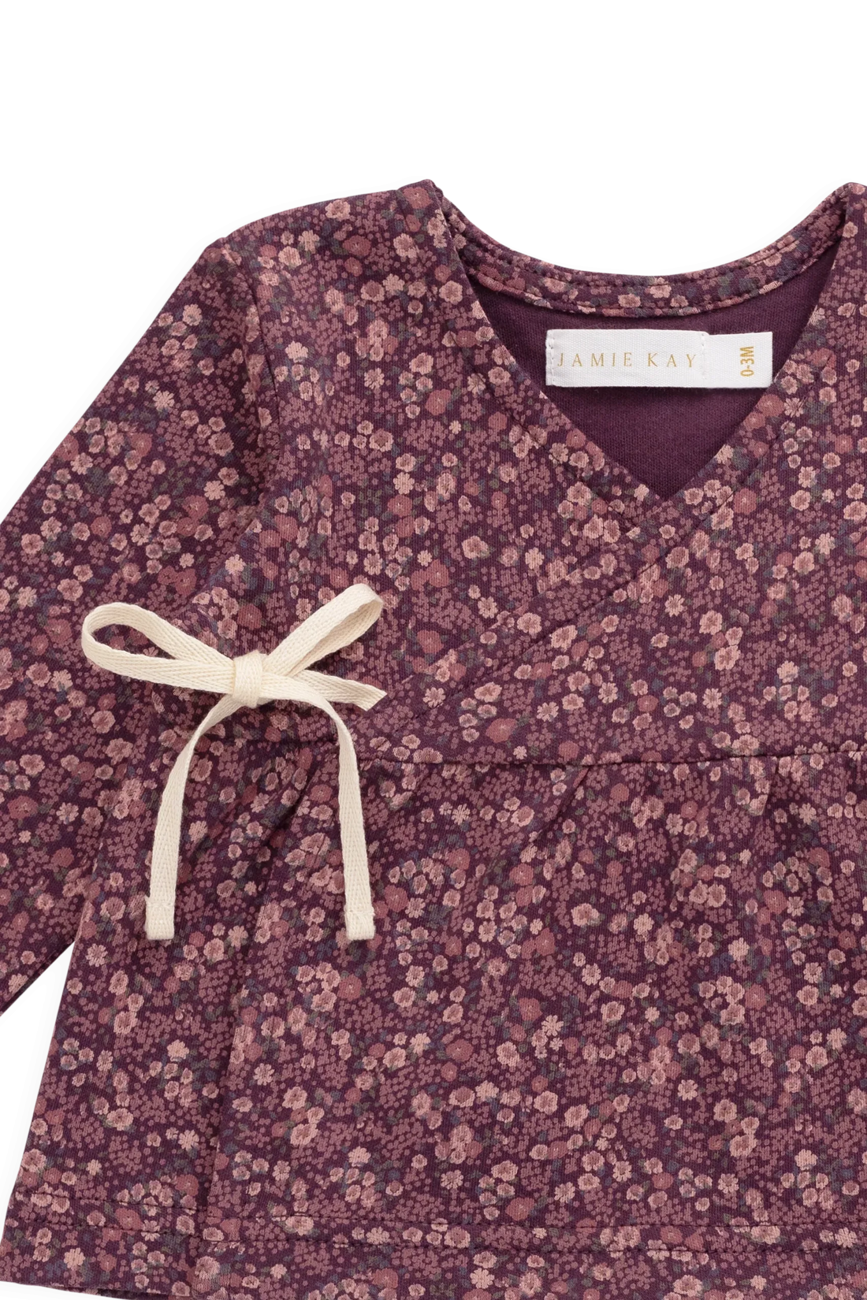 Organic Cotton Clemence Wrap Top - Fig Floral