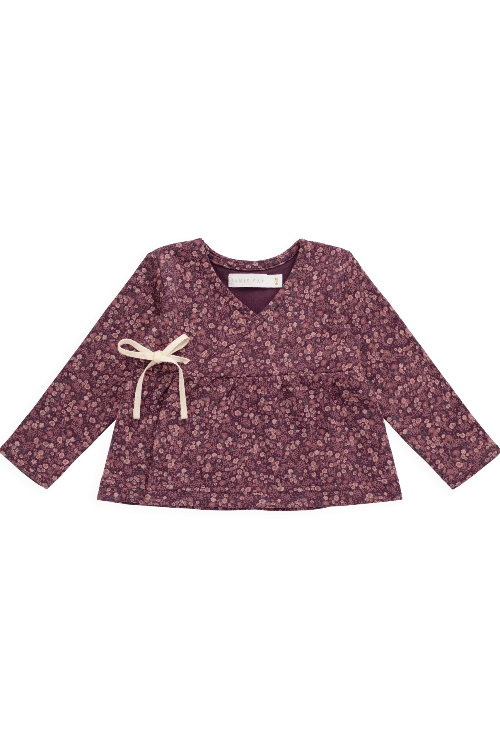 Organic Cotton Clemence Wrap Top - Fig Floral